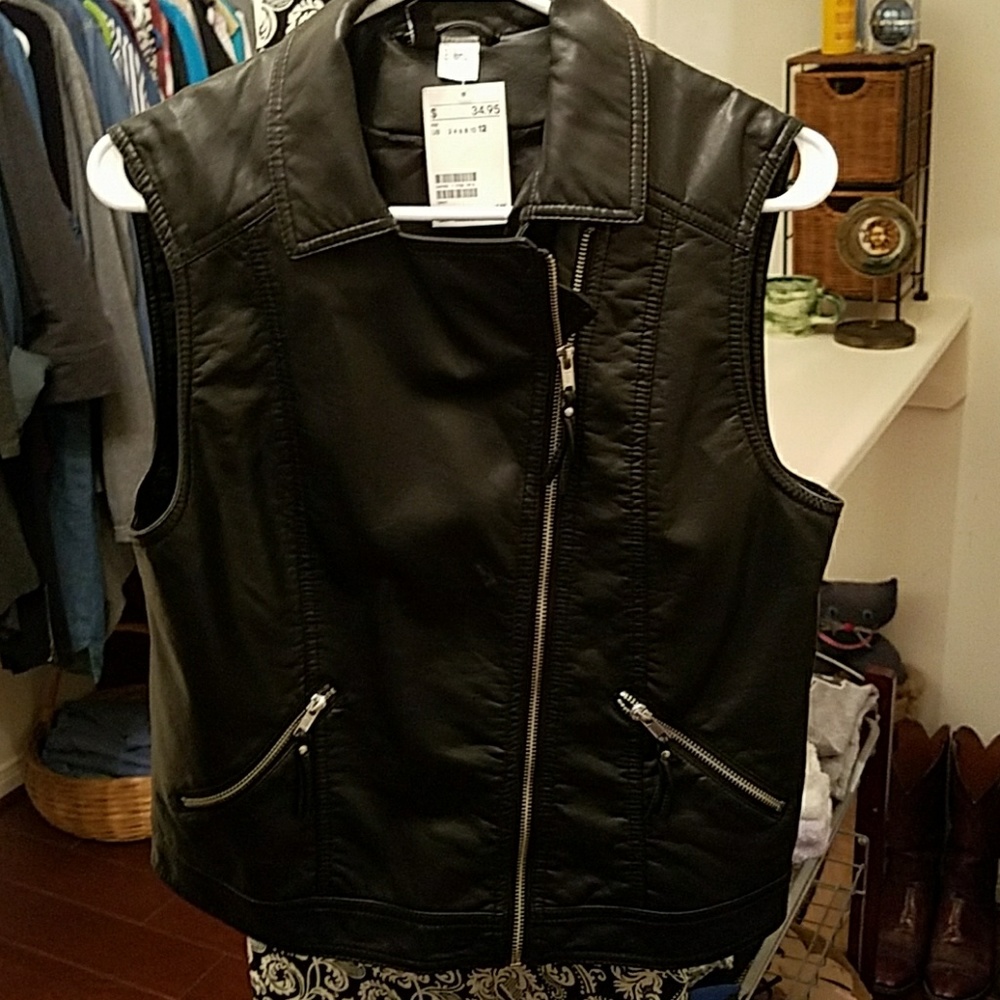 Faux leather vest